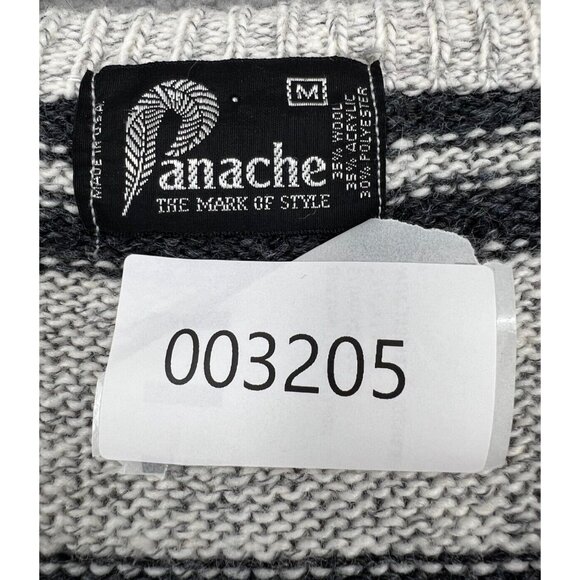 VTG Panache Women's V-neck Wool Blend Grey & Black Sweater Size M Made in U.S.A. - Picture 10 of 10